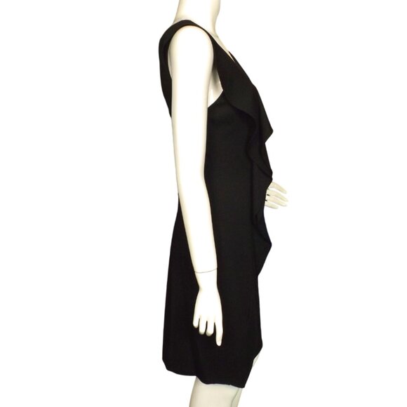 new H HALSTON Dress, 8, Black, Asymmetrical, Ruffle front, Sleeveless - Picture 6 of 15